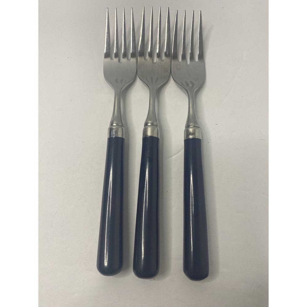 Stanley Roberts Spectrum Navy Blue Stainless 6 3/4" Salad Forks Lot Of 3